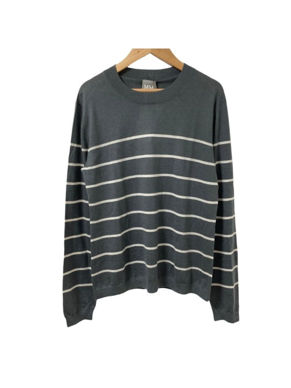 Max Mara MM by Pensile Wool Cashmere Knit Sweater Gray White Long Sleeve M